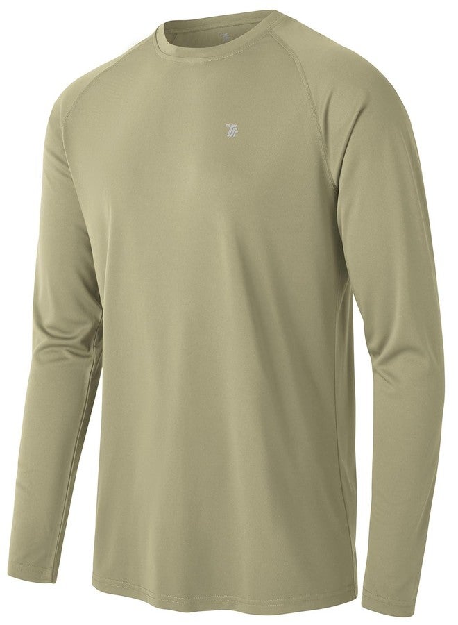 TBMPOY Men's Hiking Waterproof Shirts Dry Fit Athletic T-Shirts Workout SPF Shirts Long Sleeve Safari Outdoor Work Swim Fishing Tops Khaki S - Image 1